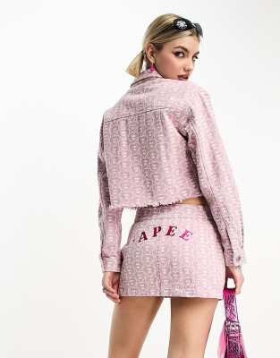 APEE by A BATHING APE  printed denim skirt in pink - ASOS Price Checker