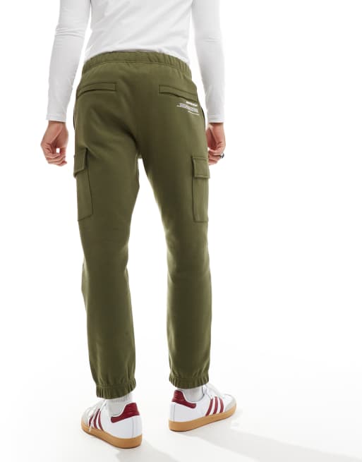 AAPE By A Bathing Ape - Kakifarvede cargo-joggingbukser med tætsiddende buksekanter og logo, 4 af 5