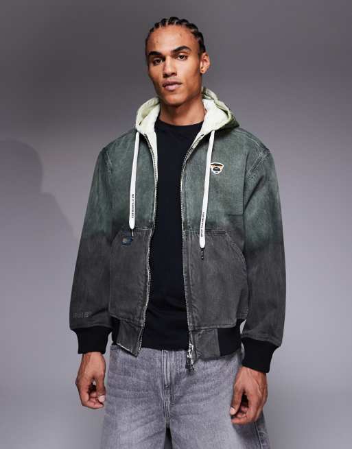 Aape By A Bathing Ape - Kakifarvet arbejdsjakke med lynlås og hætte, 3 af 5