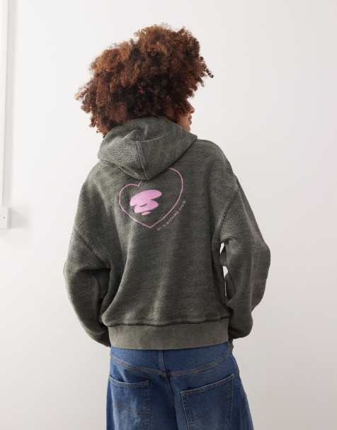 AAPE BY A BATHING APE – Kapuzenpullover in Dunkelgrau mit Logo-Print auf der Rückseite - view 1