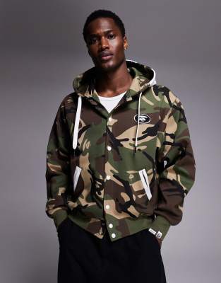 AAPE BY A BATHING APE - Kapuzenpullover mit Knopfleiste und durchgehendem Military-Muster-Bunt Bunt M