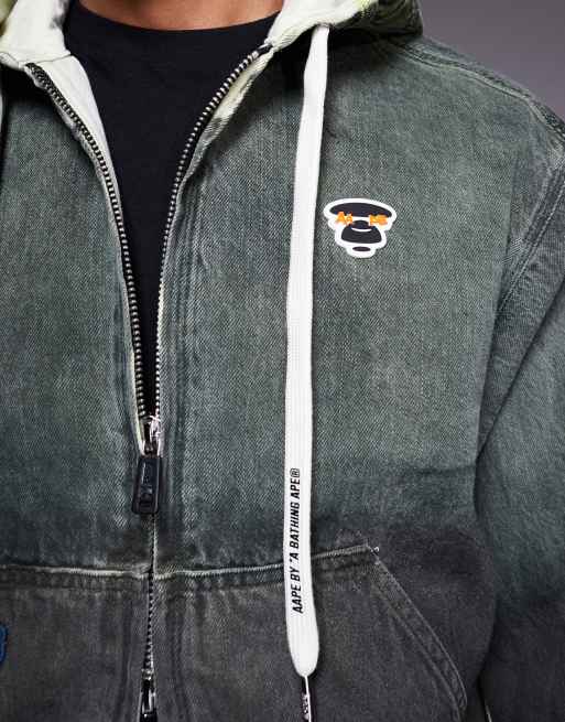Aape by A Bathing Ape – Khakigrön arbetsjacka med huva och dragkedja, 5 av 5