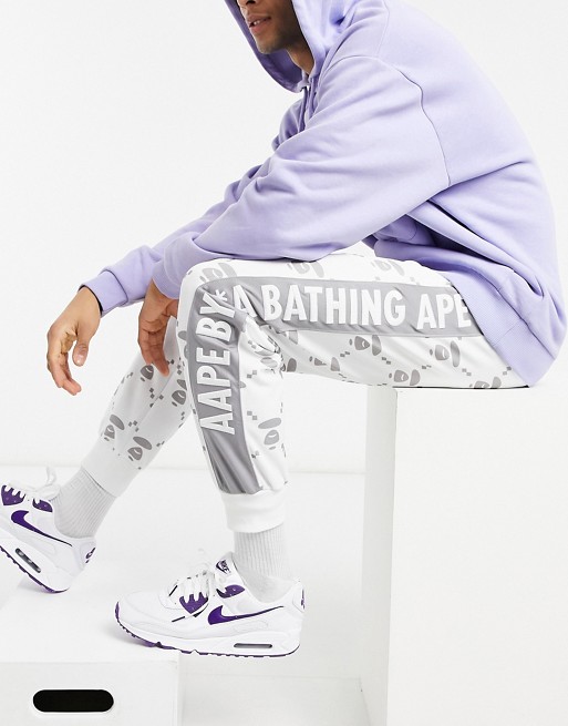 AAPE By A Bathing Ape king kong all-over tonal logo sweatpants in white co-ord