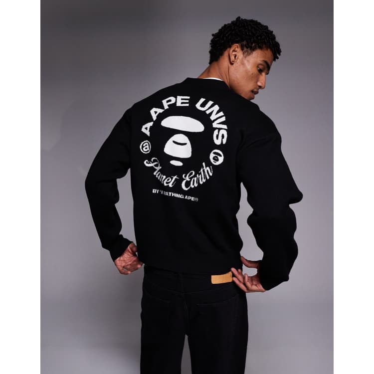 Aape by A Bathing Ape knit cardigan in black with back appliqué | ASOS