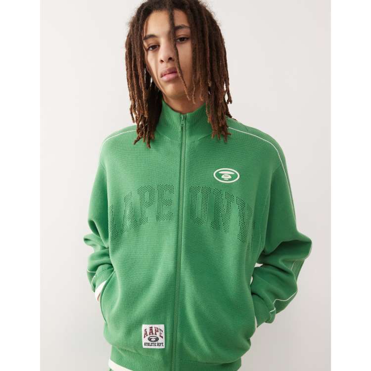 Aape by A Bathing Ape knit track jacket with college logo in green