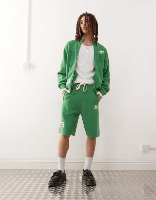A・BATHING APE バスケ ウェア 緑 セットアップ Aape by A Bathing Ape knit track jacket with college logo in green