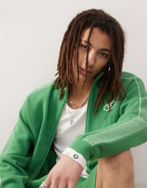 Aape by A Bathing Ape knit track jacket with college logo in green