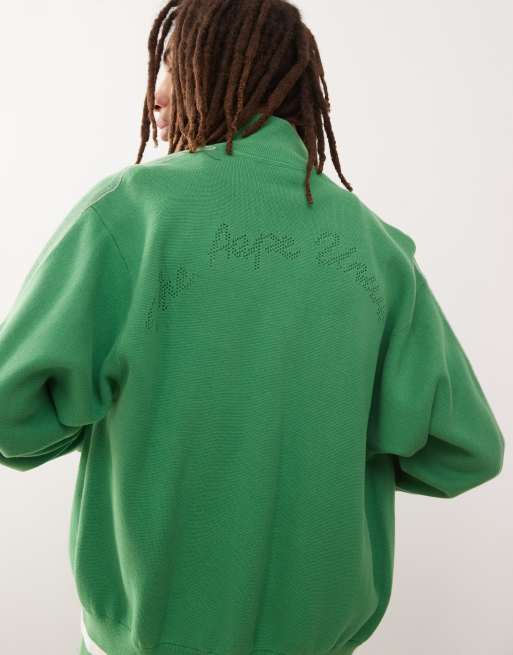 Aape by A Bathing Ape knit track jacket with college logo in green