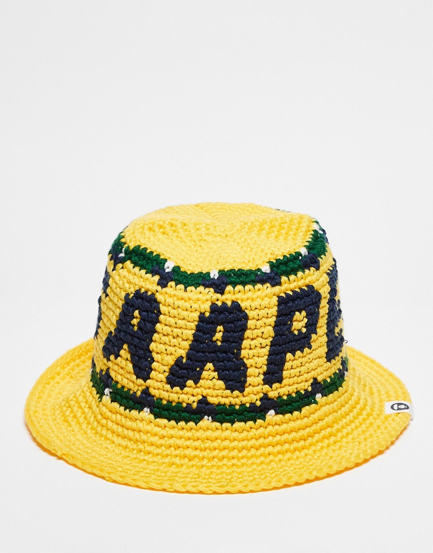 Aape By A Bathing Ape Knitted Bucket Hat In Yellow
