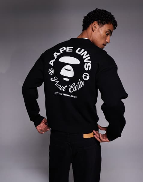 Aape by A Bathing Ape knitted cardigan in black with back applique - view 1
