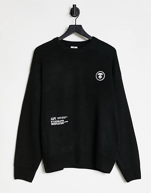 AAPE By A Bathing Ape knitted jumper in black | ASOS