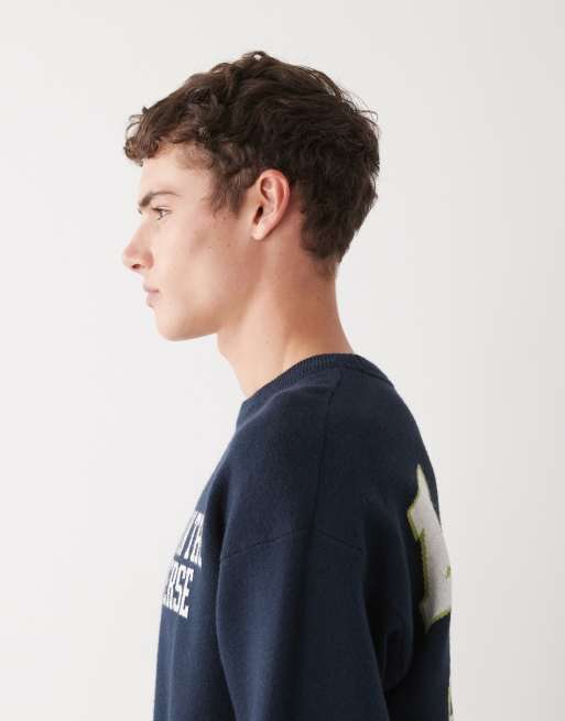 Aape by A Bathing Ape knitted jumper in navy with chest and back logo print, 4 of 5