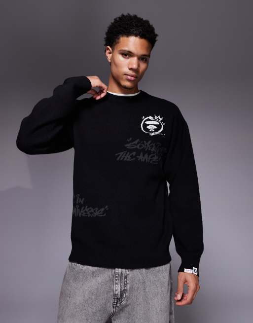 Aape By A Bathing Ape knitted sweater in black with placement
