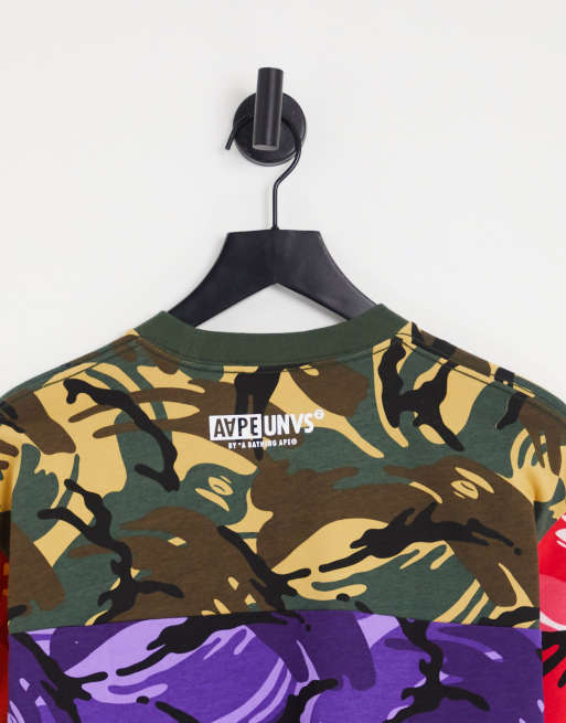 AAPE By A Bathing Ape – Kolorowy T-shirt we wzór moro | ASOS