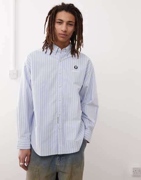 Aape by A Bathing Ape long sleeve stripe shirt in blue 