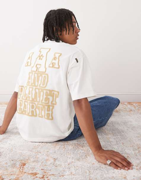 Aape by A Bathing Ape oversized fit t-shirt in cream with back logo embossing