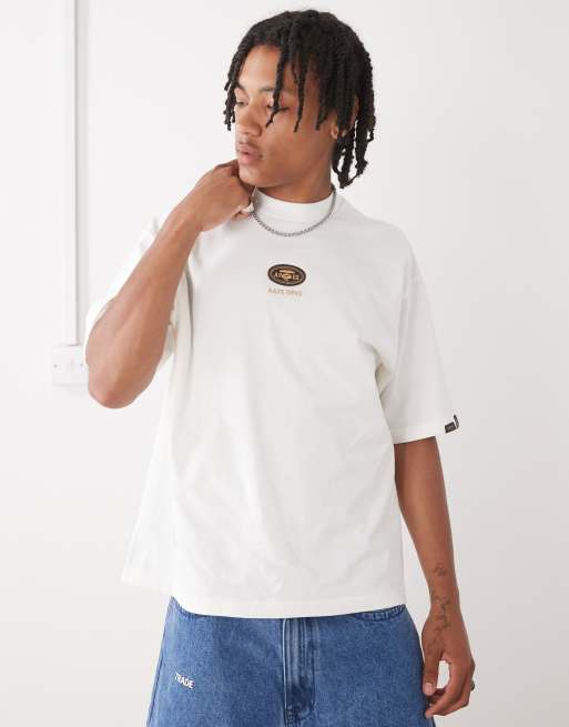 AAPE By A Bathing Ape – Kremowy T-shirt oversize z tłoczonym logo na plecach, 4 z 4