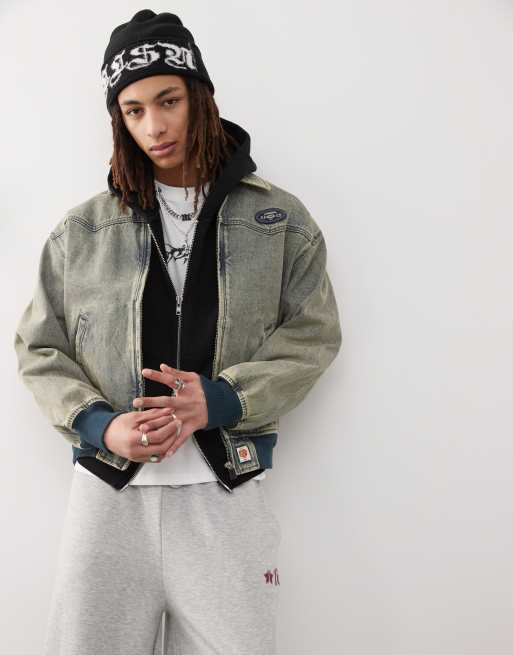 AAPE By A Bathing Ape – Kurtka jeansowa w kowbojskim stylu vintage z haftem na plecach 