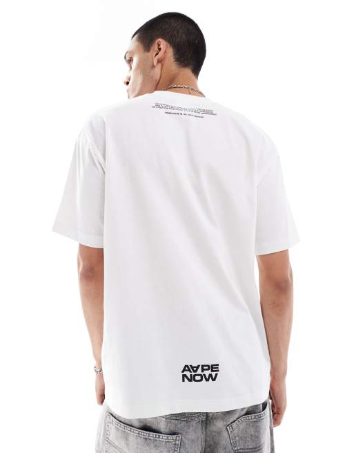 AAPE by A BATHING APE – Kurzärmliges T-Shirt in Weiß mit kastigem Schnitt, 2 von 4
