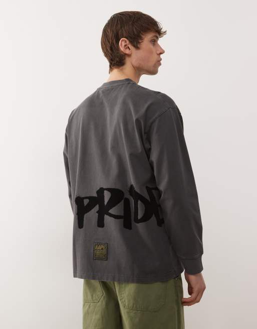Aape by A Bathing Ape – Langärmliges Oversize-T-Shirt in verwaschenem Schwarz mit Graffiti-Print, 3 von 5