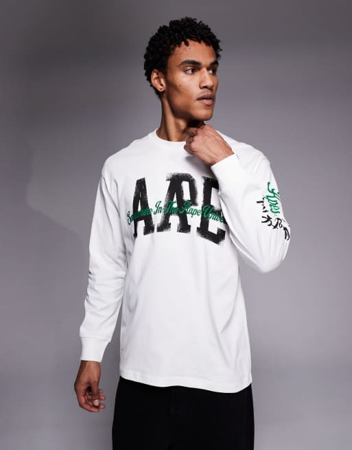 AAPE by A BATHING APE – Langärmliges T-Shirt in Wollweiß mit mehreren Placement-Prints, 3 von 5