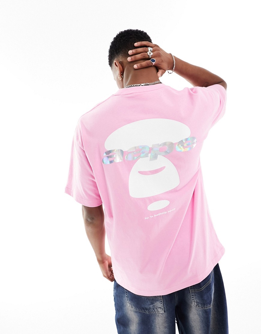Aape By A Bathing Ape laser foil t-shirt in pink