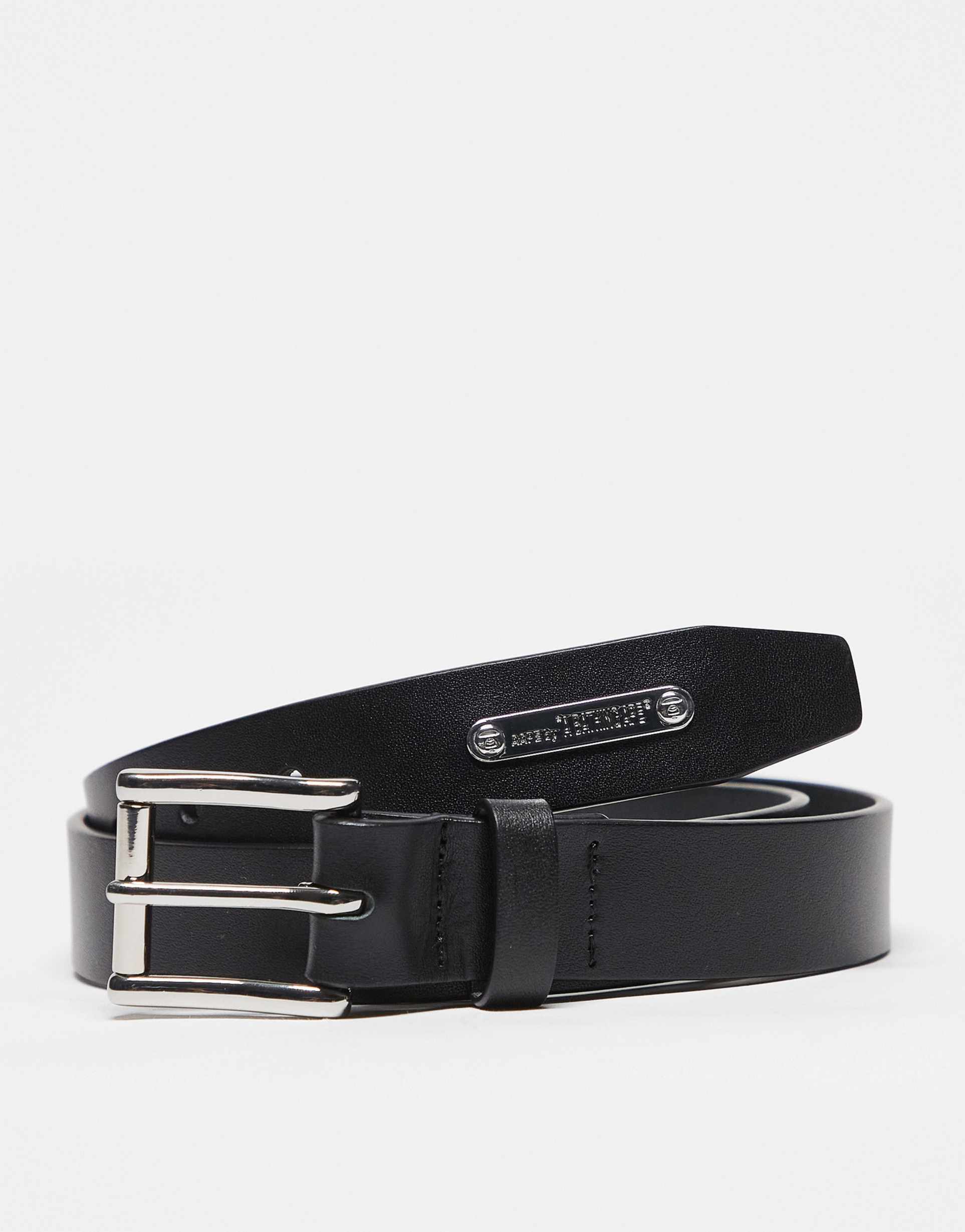 aape by a bathing ape leather belt in black