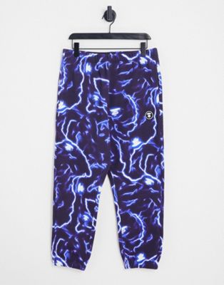 AAPE by A Bathing Ape lightning print co-ord joggers in black - ASOS Price Checker