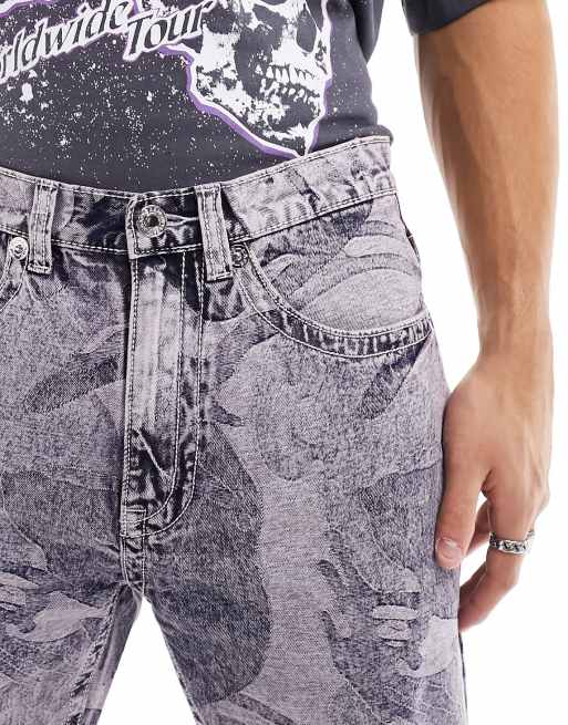Aape By A Bathing Ape – Lila kamouflagemönstrade jeans, 5 av 5