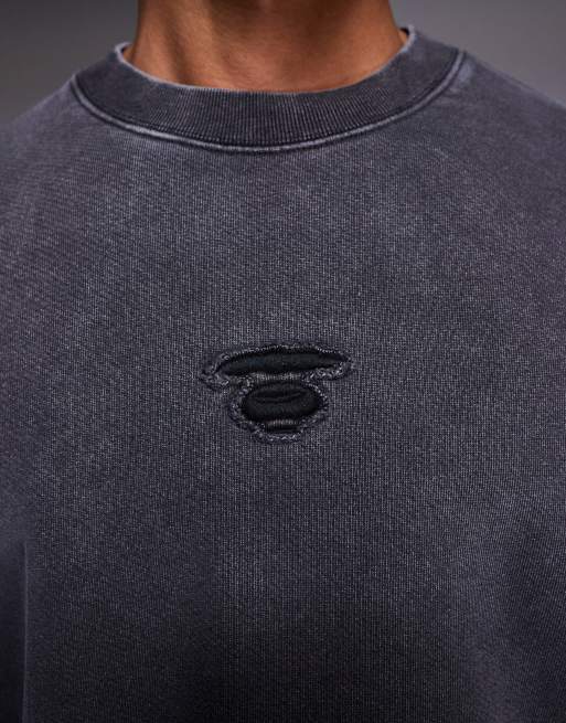 Aape by A Bathing Ape – Ljusgrå, kraftig sweatshirt i oversize och pullover-modell med påsydd logga baktill, 5 av 5