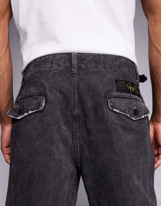 AAPE by A BATHING APE – Locker geschnittene Hose aus Baumwoll-Twill in Schwarz mit Sprüh-Effekt, 5 von 5