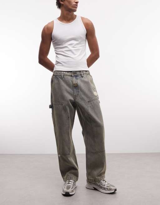 AAPE BY A BATHING APE® – Lockere Carpenter-Jeans in Vintage-Blau