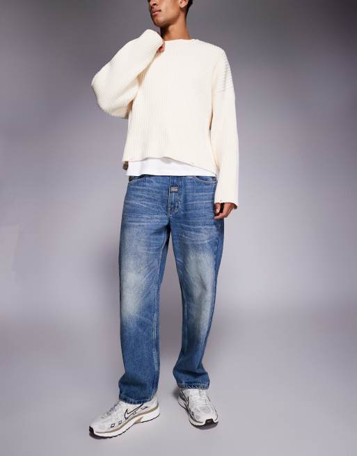 AAPE BY A BATHING APE® – Lockere Jeans aus Denim in blauer Vintage-Waschung