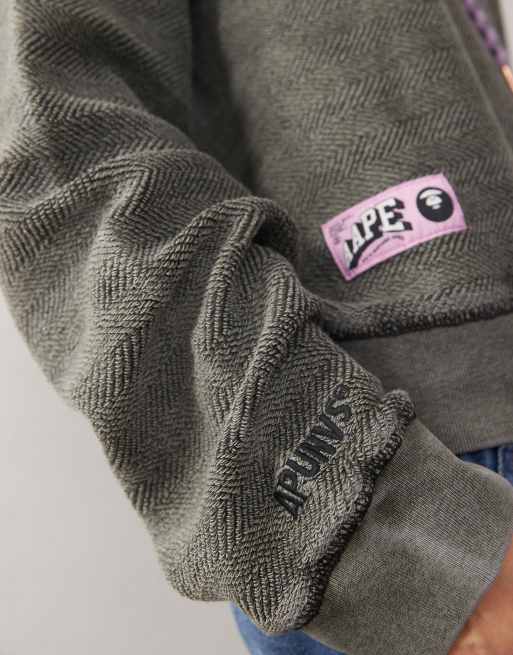 Aape By A Bathing Ape logo back print hoodie in dark gray