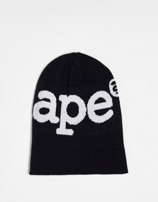 AAPE By A Bathing Ape logo beanie in black | ASOS