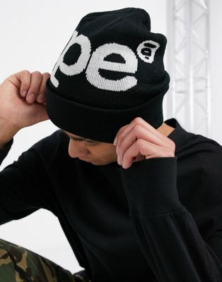 AAPE By A Bathing Ape logo beanie in black