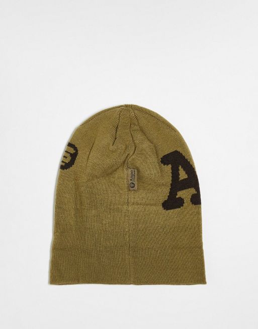 AAPE By A Bathing Ape logo beanie in khaki