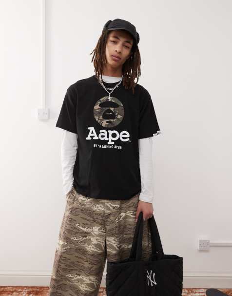 Aape by A Bathing Ape logo camo t-shirt in black - view 1