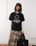 [AAPE BY A BATHING APE®] Aape by A Bathing Ape logo camo t-shirt in black Chest 32 BLACK