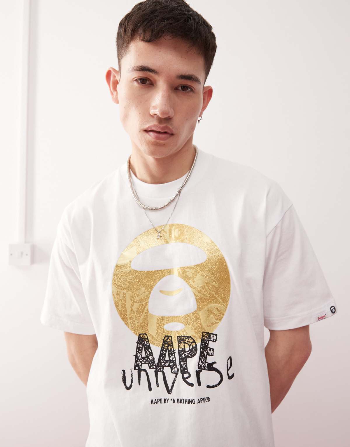 Aape by A Bathing Ape logo camo t-shirt in white