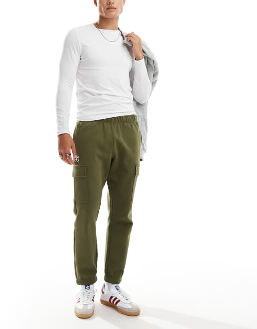 AAPE By A Bathing Ape logo cargo cuffed sweatpants in khaki