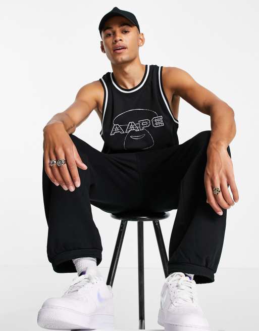 AAPE By A Bathing Ape logo co-ord basketball jersey in black