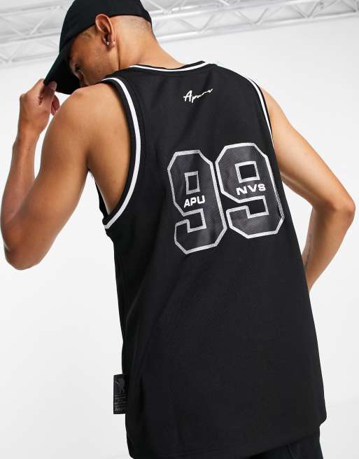 AAPE By A Bathing Ape logo co-ord basketball jersey in black