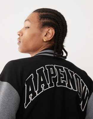 Aape By A Bathing Ape Logo College Varisty Jacket In Black