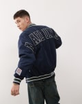 [AAPE BY A BATHING APE®] Aape By A Bathing Ape logo college varsity jacket in navy Chest 36 BLUE