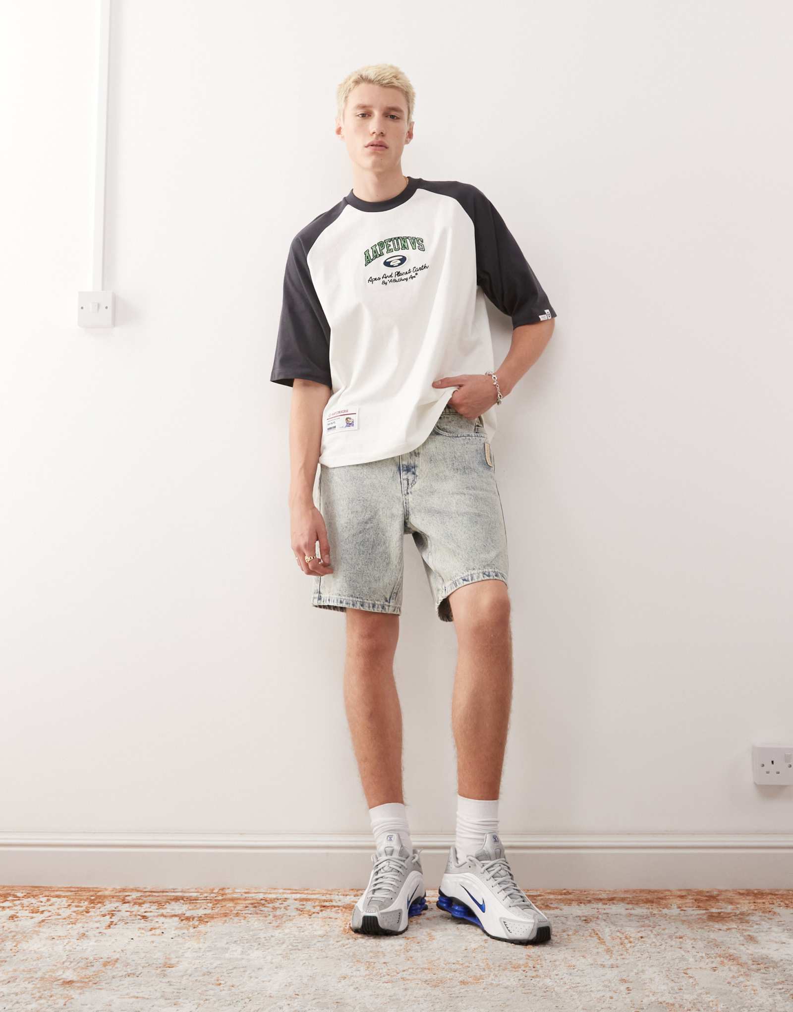 Джинсовые шорты с логотипом AAPE BY A BATHING APE из легкой стирки 