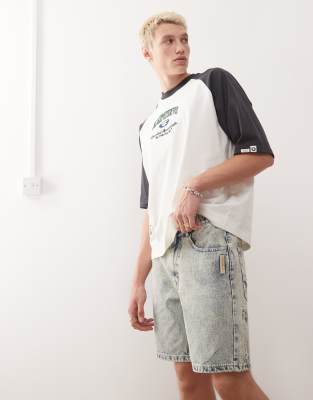 Aape By A Bathing Ape Logo Denim Shorts In White