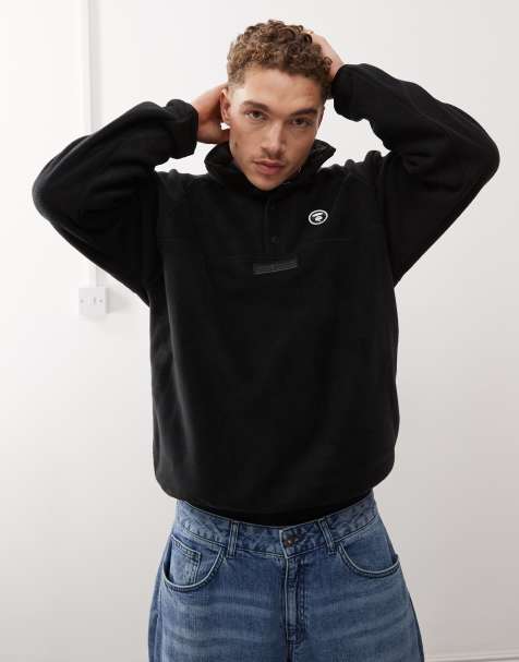 Aape By A Bathing Ape logo fleece sweatshirt in black - view 1
