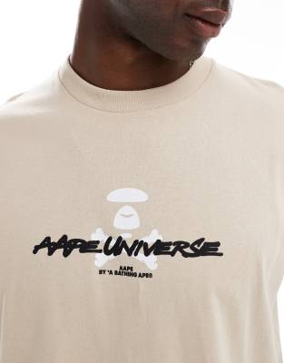 AAPE By A Bathing Ape logo hiphop T-shirt in beige