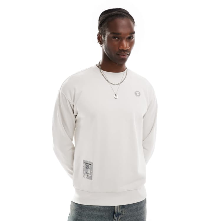 Aape by A Bathing Ape logo knit sweater in gray | ASOS